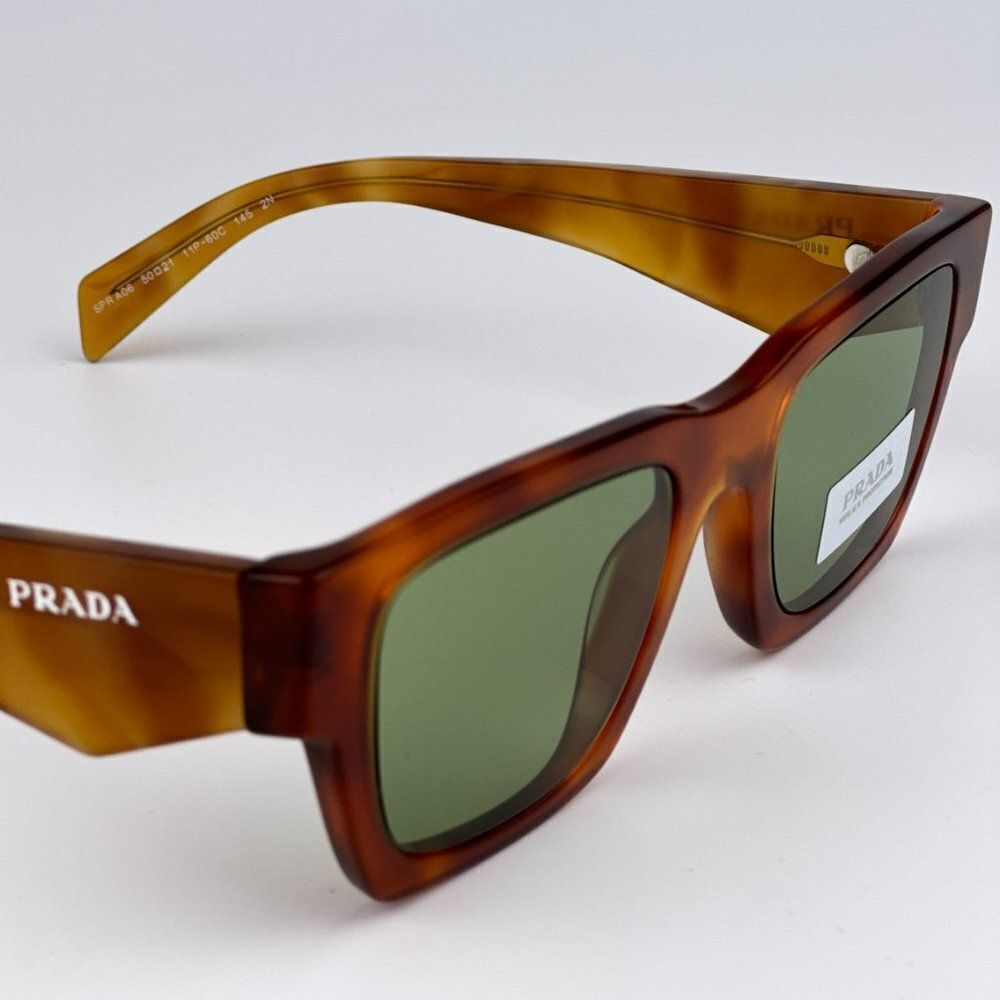 NEW Prada PRA06S 11P60C Cognac Tortoise Green Square Unisex Sunglasses PR A06S - Picture 9 of 10